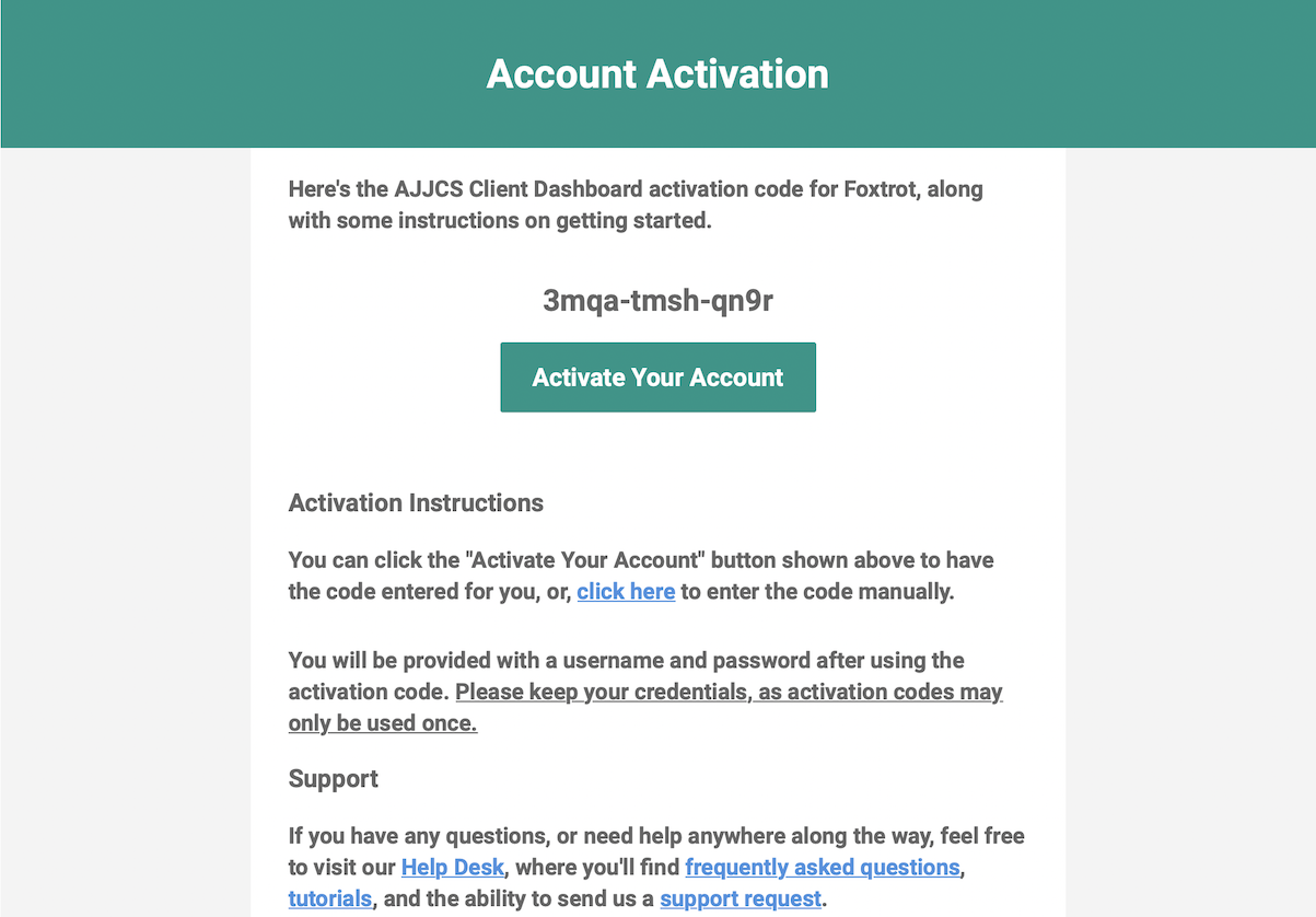 email activation code